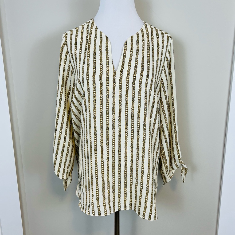Michael Kors Chain Pattern Top in Cream and Gold